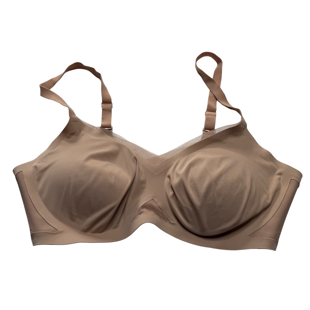 HONEYLOVE‎ Crossover Bra Tan Wireless Mesh Support Women's M 36B/C Preppy